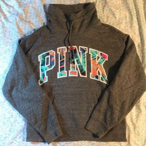 Pink cowl neck hoodie